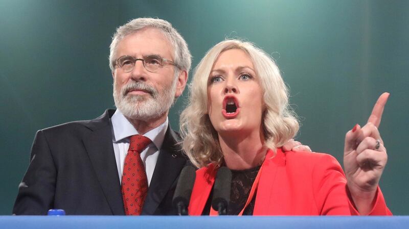 Adams with Toiréasa Ferris ahead of Adam’s final ardfheis speech as leader. Photograph: RollingNews.ie