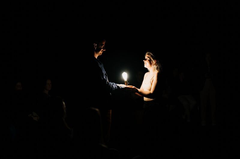 Resonance: Lighting plays an important part in Chloe Commins's show. Photograph: Simon Hutchinson