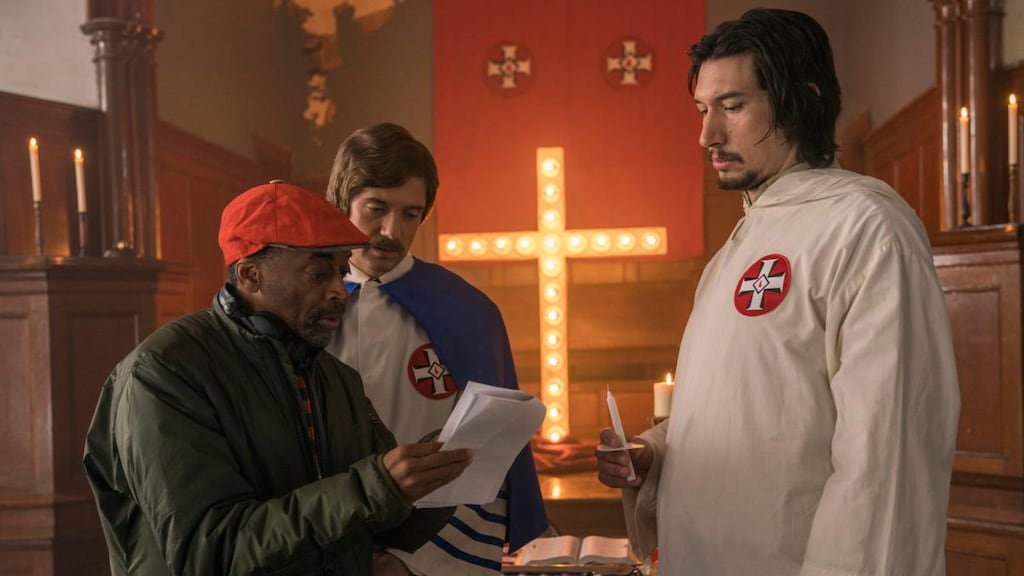 Spike Lee directs Topher Grace and Adam Driver in a certain Oscar-nominated movie.