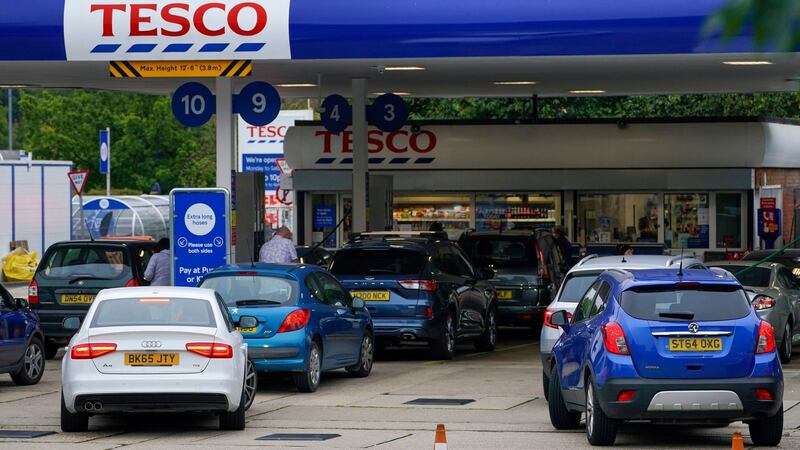 Motorists queue for fuel at a Tesco Petrol Station in  Berkshire in late September. The group is the largest fuel retailer in the UK. Photograph: Steve Parsons/PA Wire
