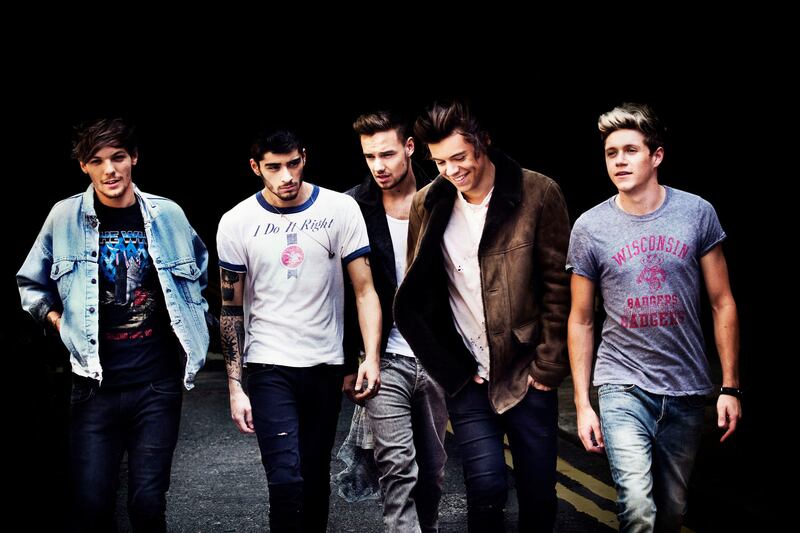 The X Factor: Niall Horan (right) with his fellow One Direction stars Louis Tomlinson, Zayn Malik, Liam Payne and Harry Styles. Photograph: Fox via Getty