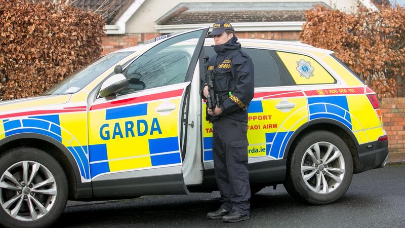 Gardaí at the scene of a raid  in Sallins Bridge in Co Kildare. Photograph: Gareth Chaney/Collins