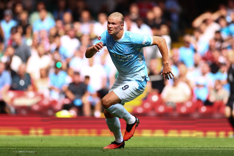 Anything is possible: Erling Haaland in Sunday's Manchester City vs Arsenal match in Cardiff. Photograph: Marc Atkins/Getty