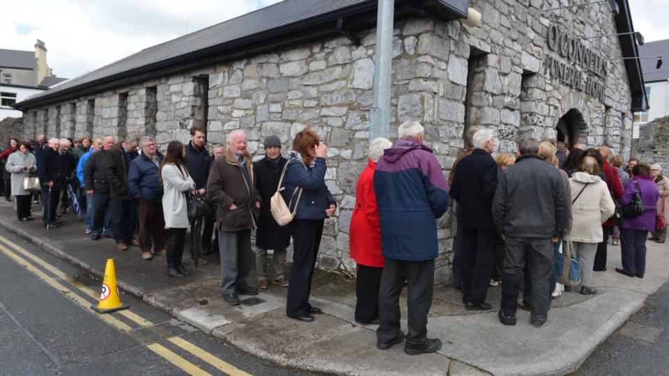 Mourners queue to pay respects to Karen Buckley in Mallow, Co Cork. Photograph: Michael Mac Sweeney/Provision