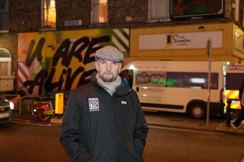 Ray O’Donoghue, the Dublin city night-time economy adviser, with the support van. Photograph: Barry Cronin