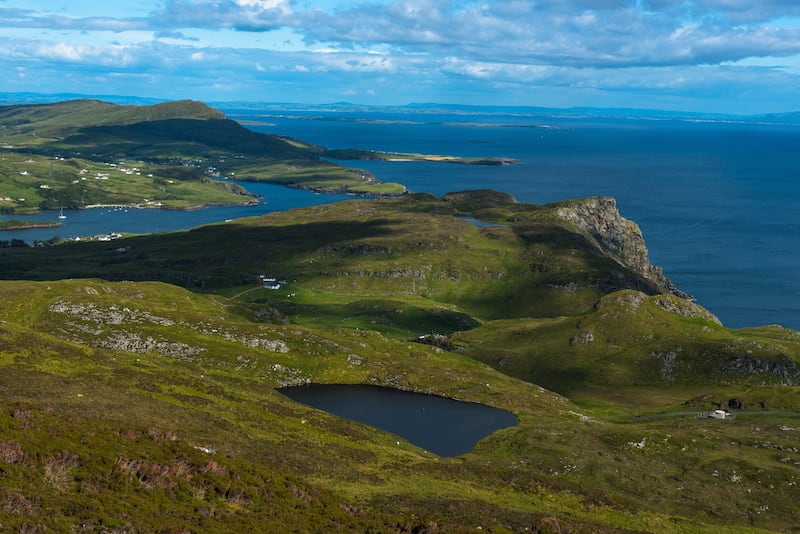 The view across the bay at Slieve League cliffs, on the west coast of Donegal. Photograph: Education Images/Universal Images Group via Getty Images