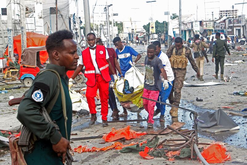 The attack in Mogadishu occurred on a day when the president, prime minister and other senior officials were meeting to discuss expanded efforts to combat violent extremism. Photograph: Farah Abdi Warsameh/AP