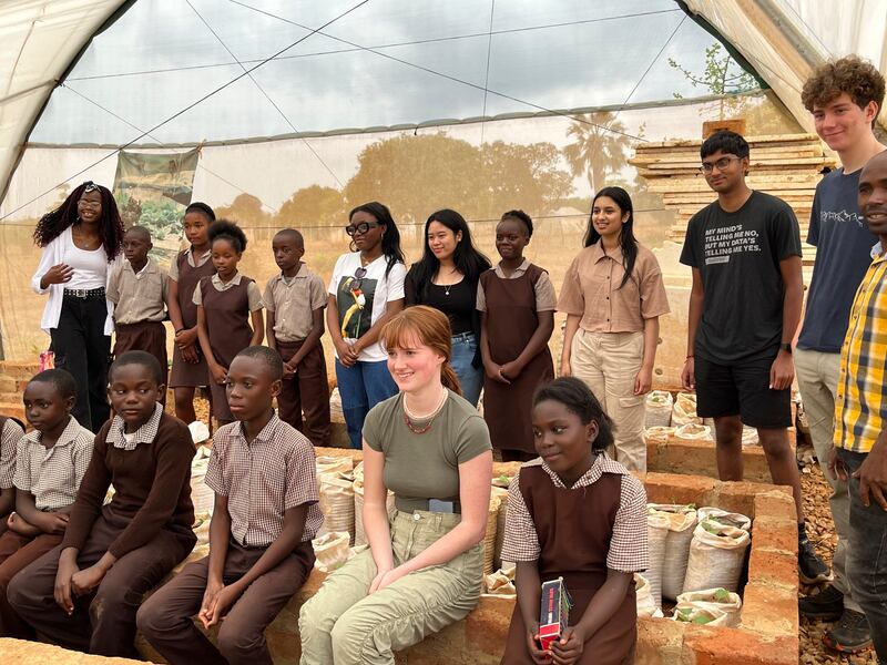 BTYSTE award winners with pupils at Gwembe primary school in southern Zambia
