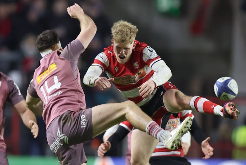 Gloucester's George Barton (right) in action against Munster in the Investec Champions Cup Round 2 match at SuperValu Páirc Uí Chaoimh, Cork, on Saturday. Photograph: Billy Stickland/Inpho