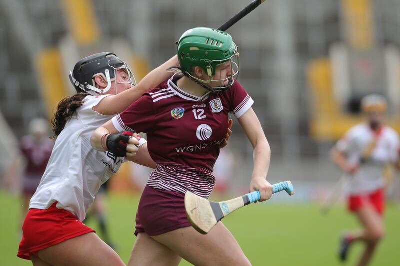Sabina Rabbitte competing for Galway against Cork's Meadbh Murphy in 2024. Photograph: Natasha Barton/Inpho