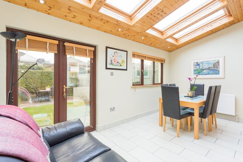 The open-plan dining and living area