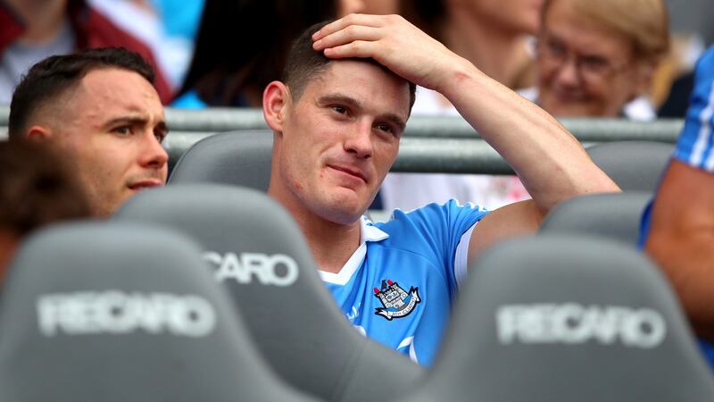 Diarmuid Connolly looks on during the win over Tyrone: “We were baying for it. That was the hurt. And you saw it this year how the guys dismantled it – it was just beautiful to watch.” Photograph: James Crombie/Inpho