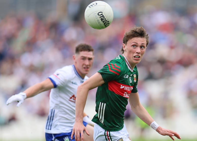 Kobe McDonald put in an impressive shift for Mayo in their narrow victory against Monaghan at St Tiernach's Park, Clones, last Sunday. Photograph: James Crombie/Inpho