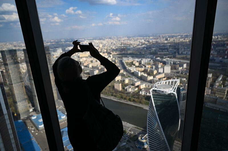 Views from the Federation Tower in Moscow, where the Assad family lived in a penthouse.  Photograph: by Natalia Kolesnikova/AFP via Getty Images