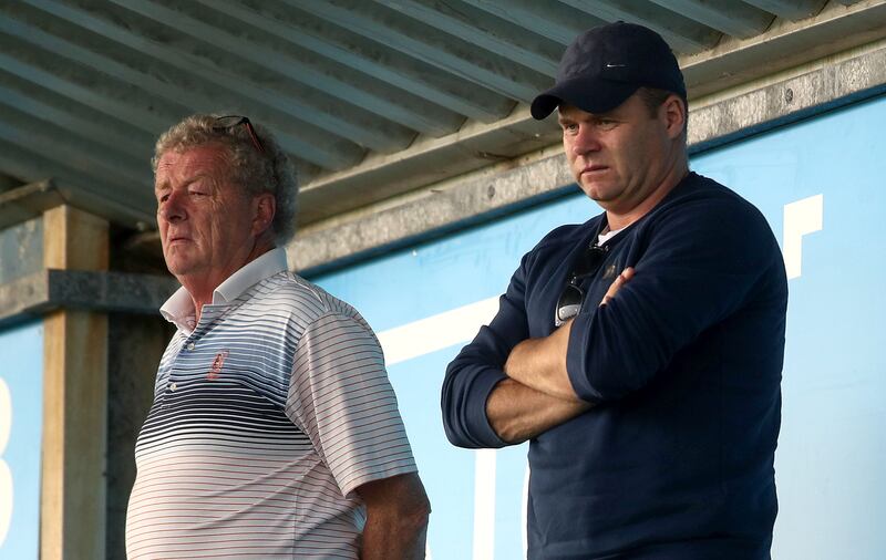 Dublin selector Shane O'Hanlon with manager Dessie Farrell in Parnell Park in 2020. Photograph: Bryan Keane/Inpho