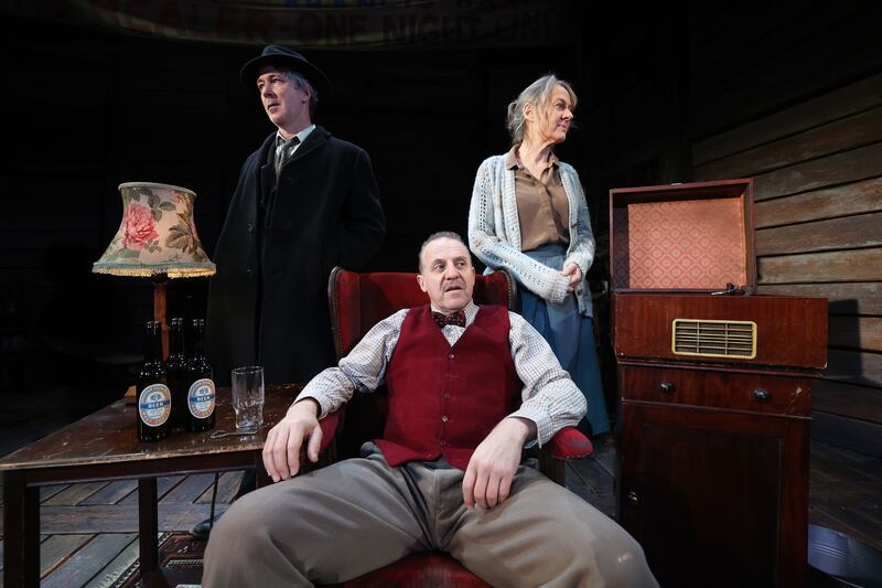 Aidan Gillen as Frank with Nigel Lindsay as Teddy on the eve of the opening of the new production of Faith Healer in the Abbey.  Photograph: Nick Bradshaw