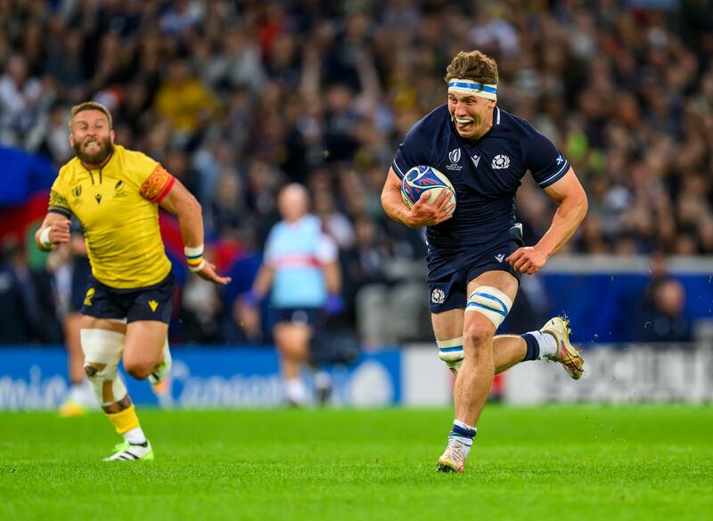 
Scotland’s Rory Darge. The Glasgow flanker, now co-captain, returns to the team this weekend having recovered from a knee injury that kept him out of the Wales game. Photograph: Craig Watson/Inpho                                                                                    