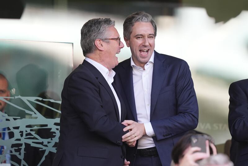 British prime minister Kier Starmer and Taoiseach Simon Harris: Getting on like a house on fire at the Aviva Stadium in September. Photograph: Niall Carson/PA 