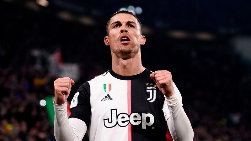 Cristiano Ronaldo celebrates a goal against Roma. Photograph: Marco Bertorello/Getty/AFP