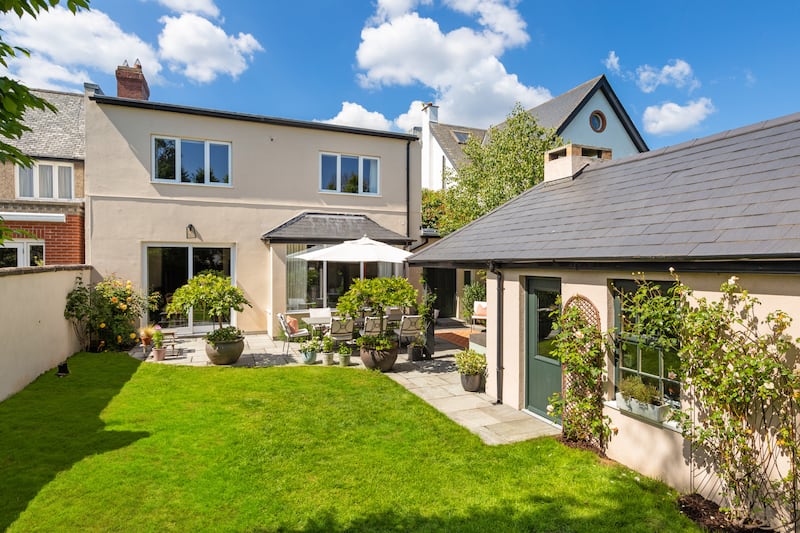 Rear garden with garden room