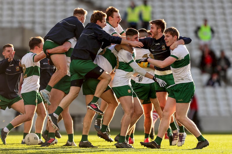 Tipperary players celebrate at the final whistle after beating Cork in the football championship final at Pairc Ui Chaoimh in November 2020. Before Louth, the most recent mega-famine to end was Tipperary's that year. Photograph: Laszlo Geczo/Inpho