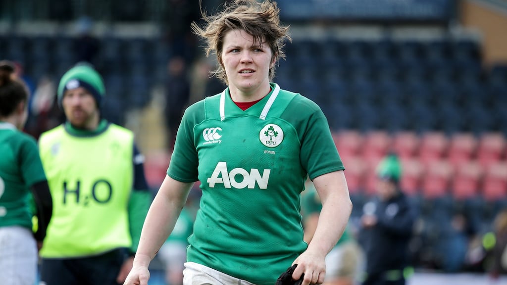 The AON-sponsored Ireland women’s jersey is unavailable to buy for fans. Photo: Laszlo Geczo/Inpho