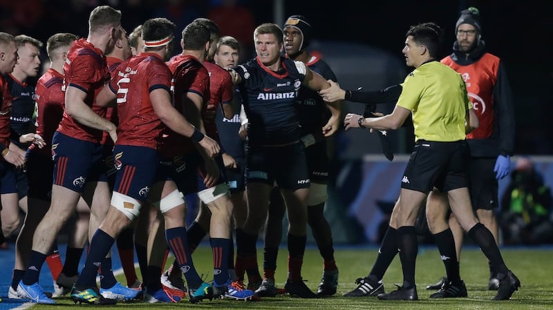 Munster and Saracens were involved in a 30-man brawl on Saturday. Photograph: Henry Browne/Getty