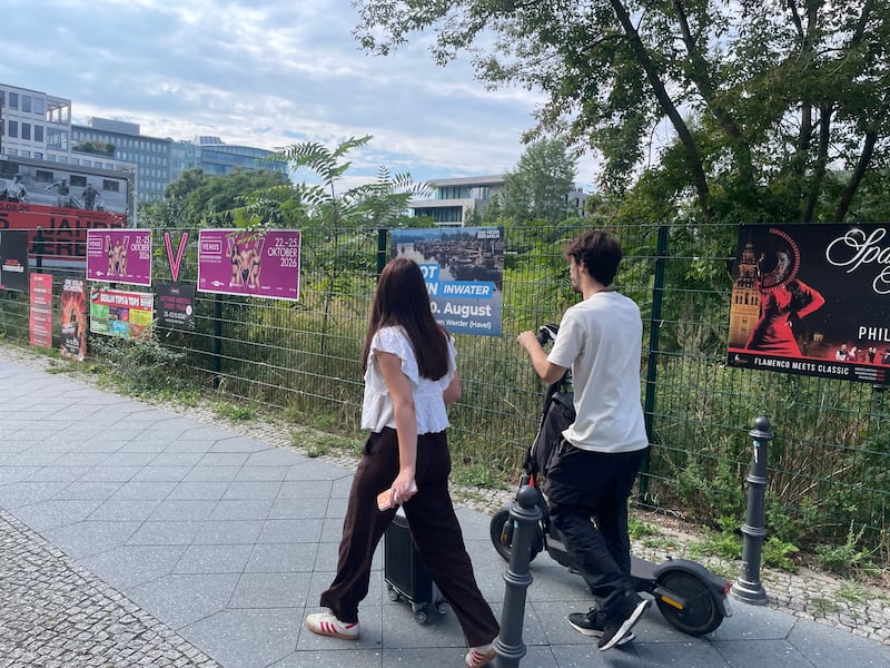 Few of the Berliners hurrying along the Voßstrasse know how its north side was once occupied by the staggering stone expanse of Hitler’s New Reich chancellery. Photograph: Derek Scally
