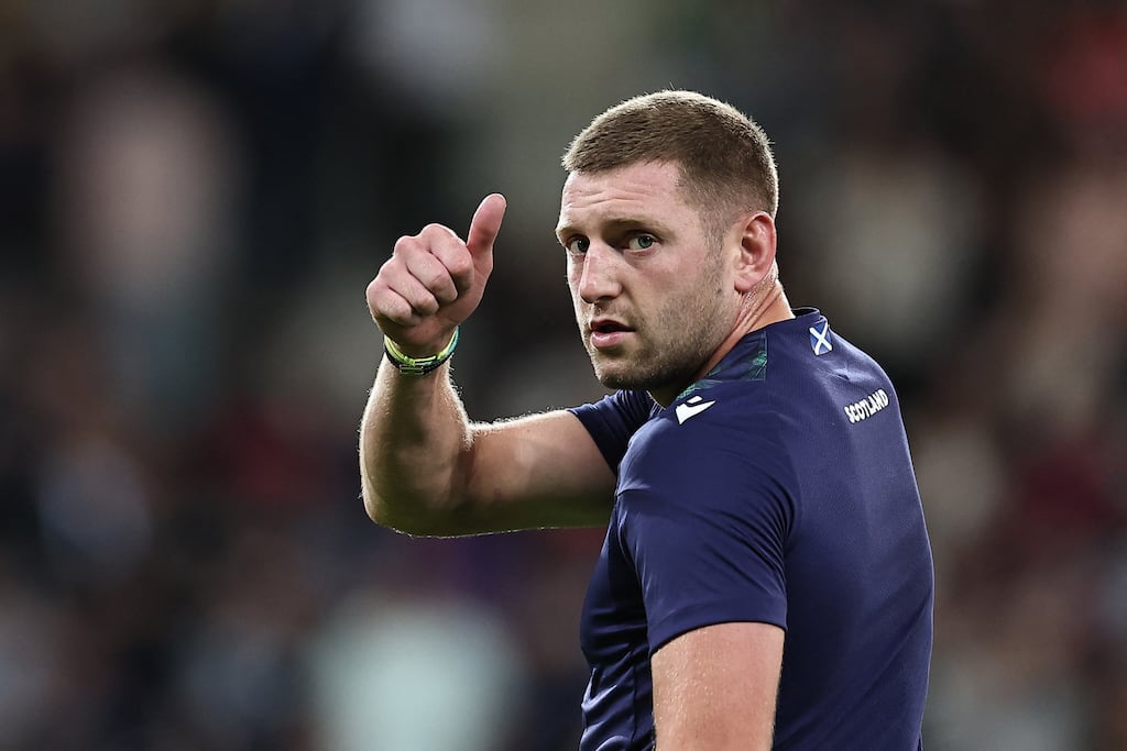 Scotland's outhalf Finn Russell is looking forward to the game on Saturday when they can knock Ireland out of the World Cup - a situation that Gerry Thornley calls “almost too grim or shocking to contemplate”.
Photograph: Franck Fife/AFP via Getty Images