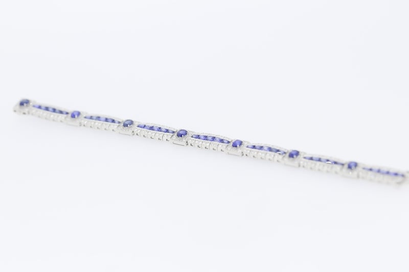 Sapphire and diamond cluster set link bracelet (€4,000-€7,000) at Matthews 
