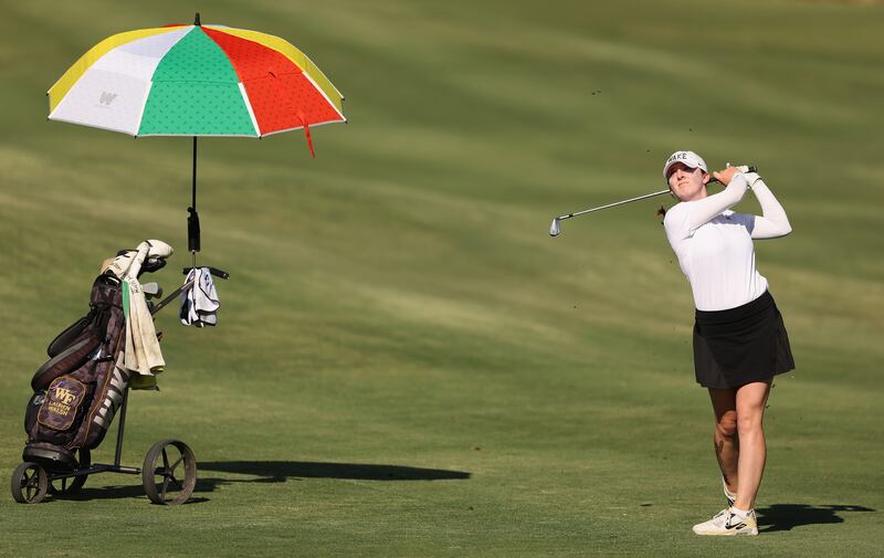 Lauren Walsh of the Wake Forest Deacons plays her second shot on the 15th hole during the NCAA women’s Golf Championships at Grayhawk Golf Club. Photograph: Christian Petersen/Getty