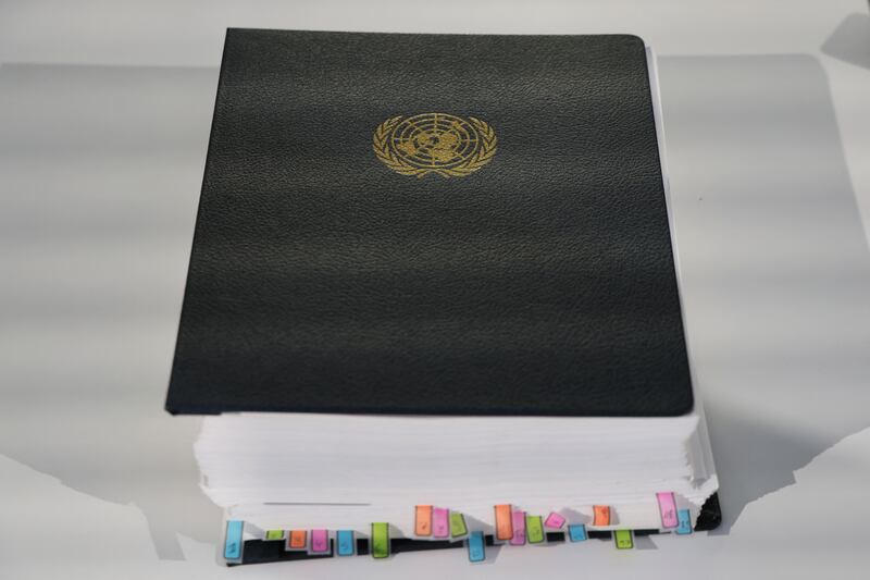 The UN ocean treaty during the opening session of the third oceans conference in Nice. Photograph: Ludovic Marin/AFP via Getty Images