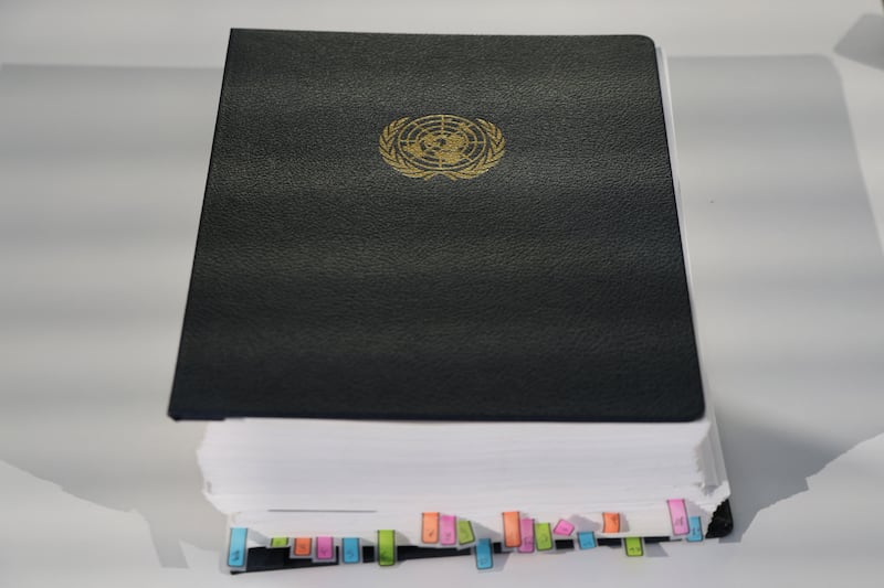 The UN ocean treaty during the opening session of the third oceans conference in Nice. Photograph: Ludovic Marin/AFP via Getty Images