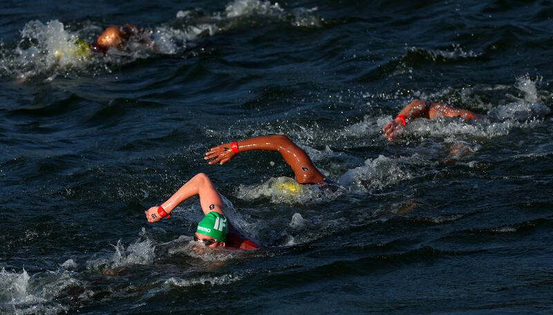 Ireland's Daniel Wiffen competing in the men’s 10km marathon swim. Photograph: James Crombie/Inpho