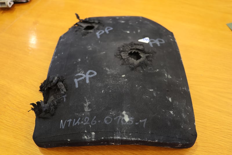 The latest body armour was able to withstand rounds fired by a Russian sniper rifle. 