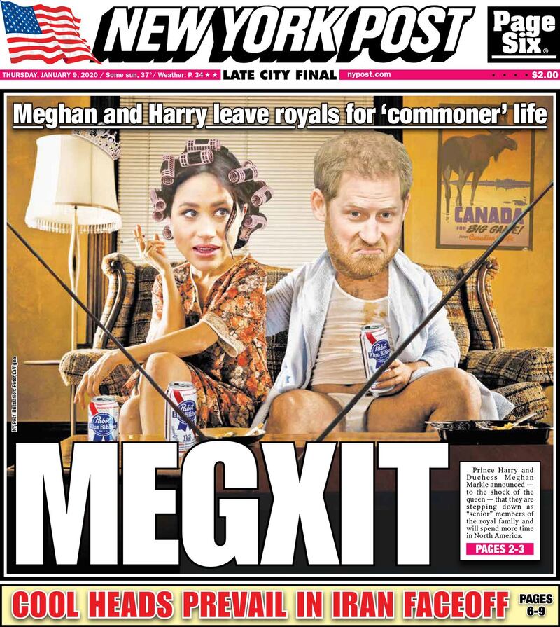 Megxit: the New York Post’s full front page