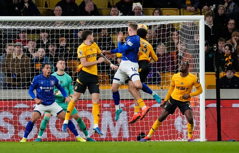Ipswich Town's Jack Taylor scores his side's late winner during the Premier League game against Wolves at Molineux. Photograph: Nick Potts/PA Wire


