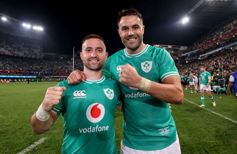 Caolin Blade and Conor Murray in Kings Park Stadium, Durban, last July Ireland when Ireland beat the Springboks 25-24. Photograph: Dan Sheridan/Inpho