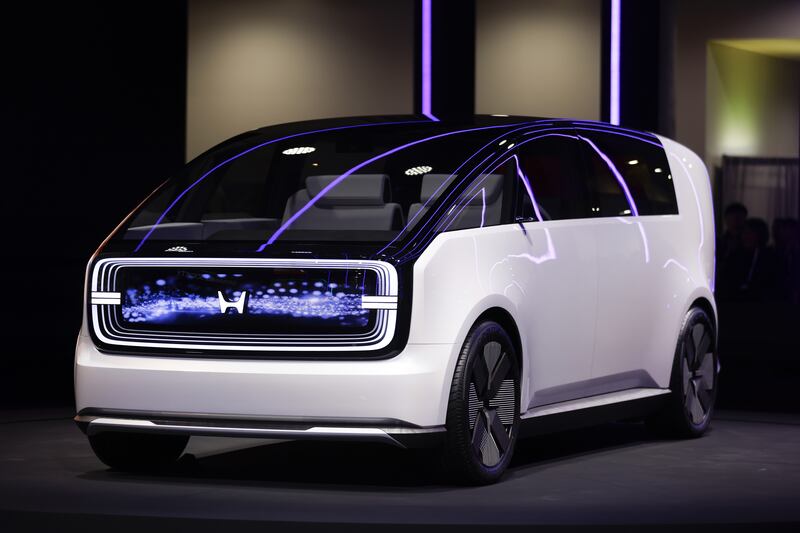 Honda's Space-Hub model is unveiled as part of the manufacturer's 0 Series, its concept for next-generation of EVs. Photograph: Caroline Brehman/EPA