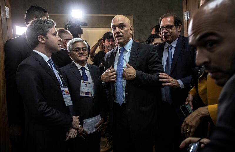 Alexandre de Moraes at a voting station in Brasilia on  October 2nd, 2022. Photograph: Dado Galdieri/New York Times
                      