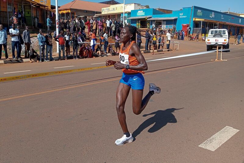 Rebecca Cheptegei competing at the Discovery 10km road race in Kapchorwa, Uganda. Photograph: AP