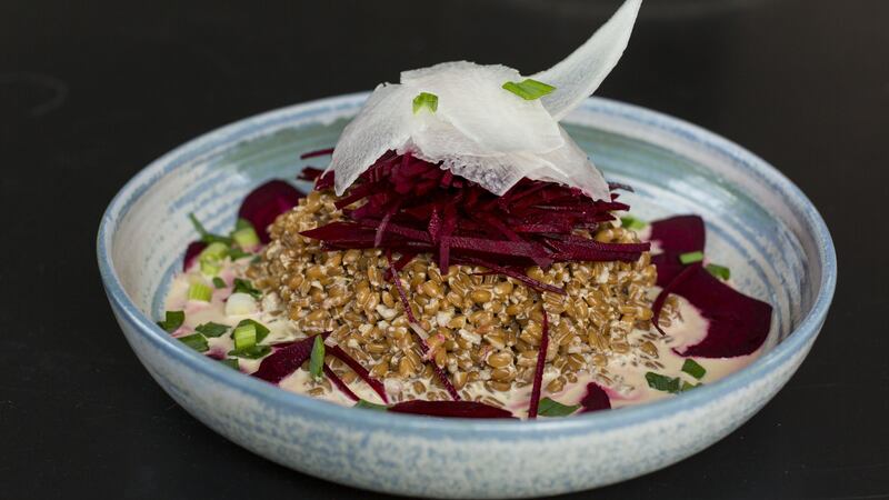 Beetroot and spelt salad. Photograph: Emma Jervis