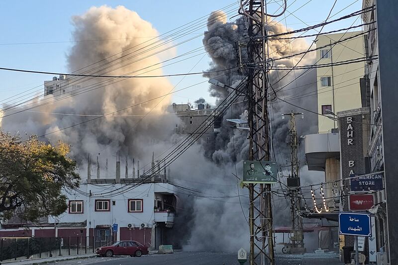 Smoke rises from the site of an Israeli airstrike in the southern coastal Lebanese city of Tyre, expanding the conflict across the region. Photograph: Kawnat Haju/AFP/Getty Images