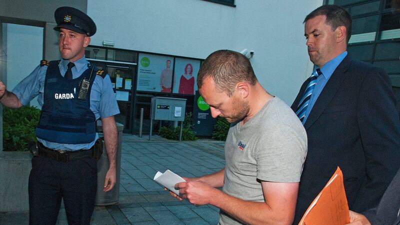 Stephen Harnett arriving at a specially-convened sitting at Bray courthouse on Saturday night. Photograph: Dave Meehan/The Irish Times
