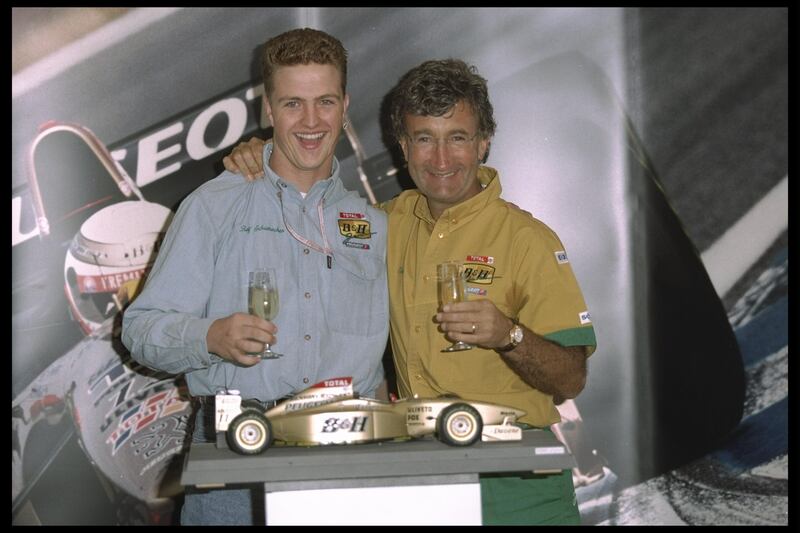 Ralph Schumacher of Germany (left) teams up with Eddie Jordan's, Jordan racing team in 1996. Photograph: Pascal Rondeau/Allsport