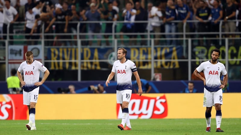 Harry Kane looked out of sorts suring Tottenham’s 2-1 loss to Inter Milan at the San Siro. Photograph:  Dan Istitene/Getty
