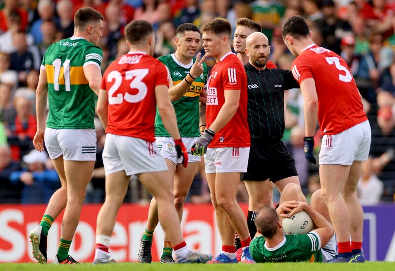 Action from last year's Munster semi-final at Páirc Uí Rinn. Apart from the winter championship of 2020 when a famous last-minute goal by Mark Keane beat Kerr, Cork have endured a poor record against their great rivals in recent decades. Photograph: James Crombie/Inpho 