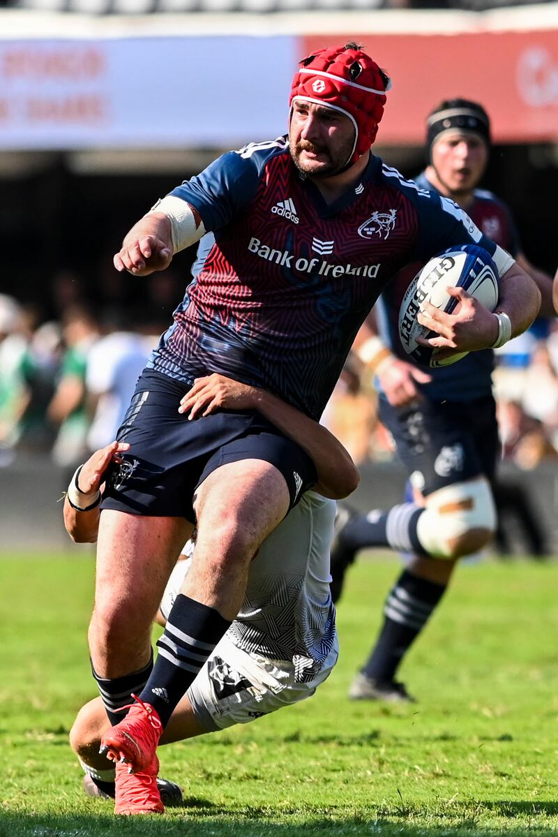 John Hodnett in action for Munster during the Heineken Champions Cup round of 16 match against Cell C Sharks at  Kings Park  in Durban. Photograph: Darren Stewart/Gallo Images/Getty Images