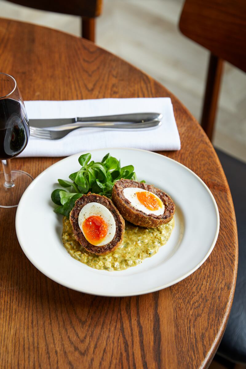 Chequer Lane: black pudding Scotch egg. Photograph: Ella Miller