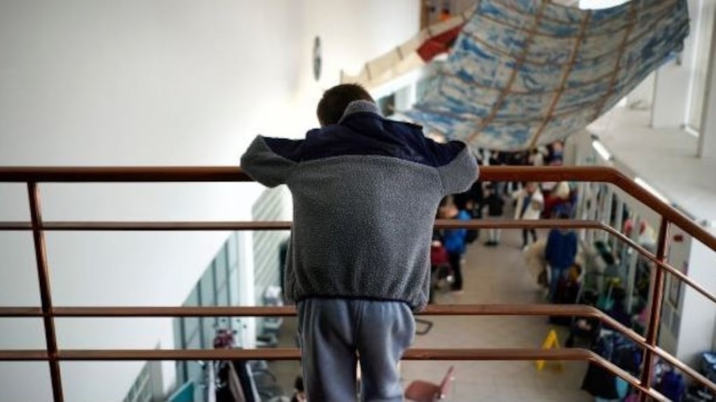 A young Ukrainian refugee boy, who fled the Russian invasion, pictured at the Dublin Airport reception facility last month. Photograph: Chris Maddaloni